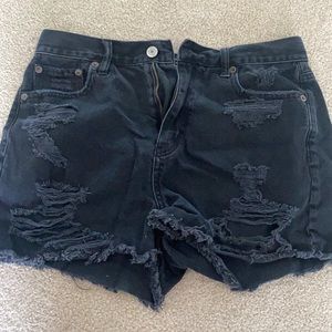 AE black denim shorts